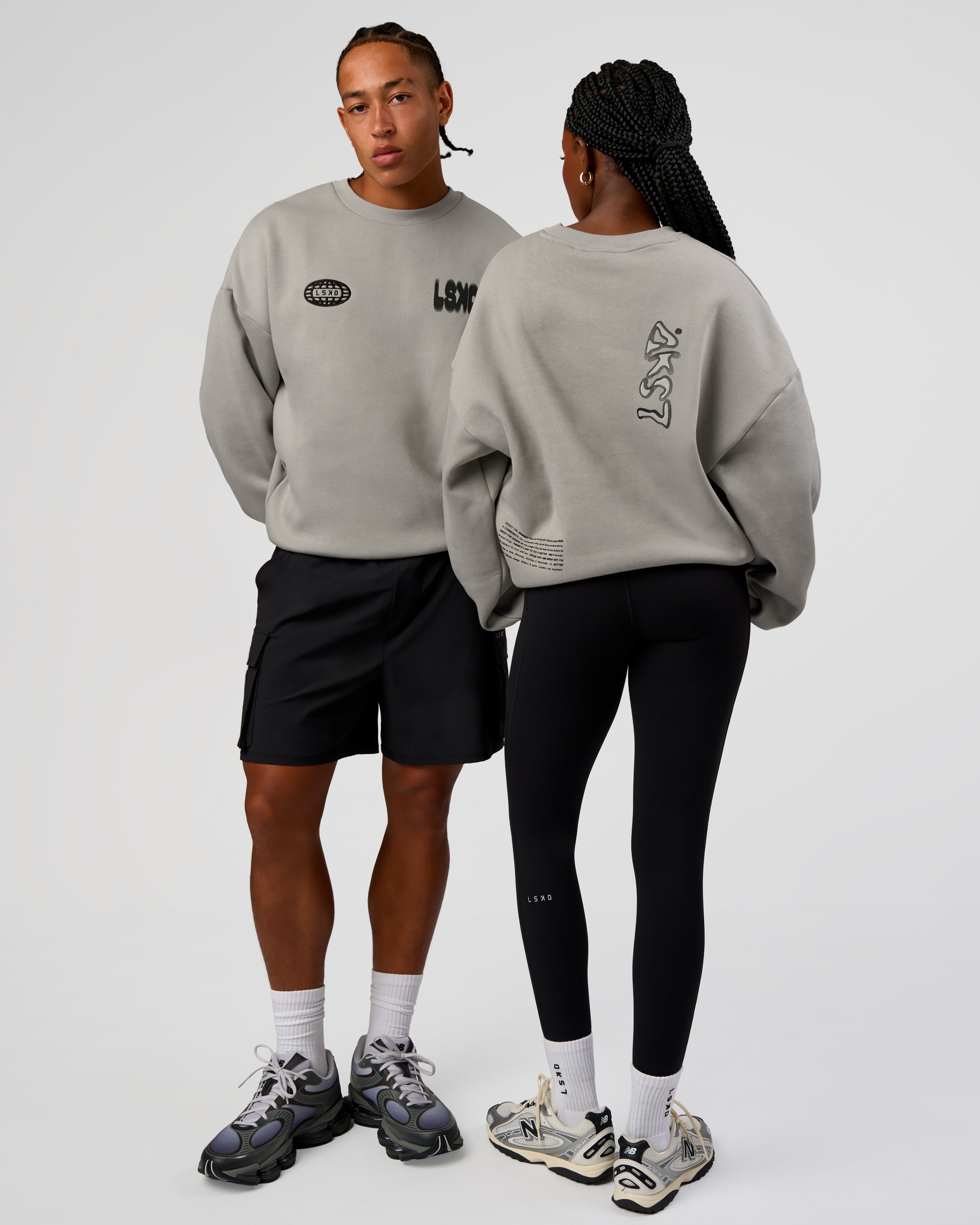 Static Grit Boxy Crew - Alloy-Black | LSKD