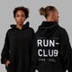 Duo wearing Unisex Love The Run Hoodie Oversize - Black-White