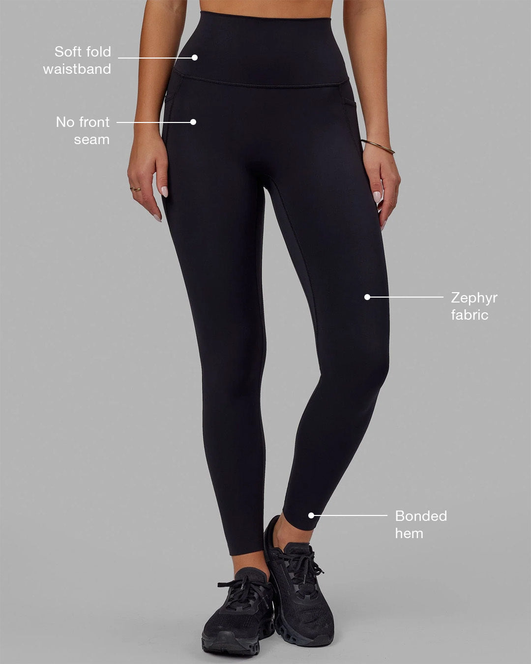 Woman wearing Elixir Ultra High-Rise Full Length Legging Pockets - Black