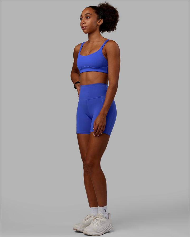 Women Wearing Flux Mid Short Tights - Power Cobalt