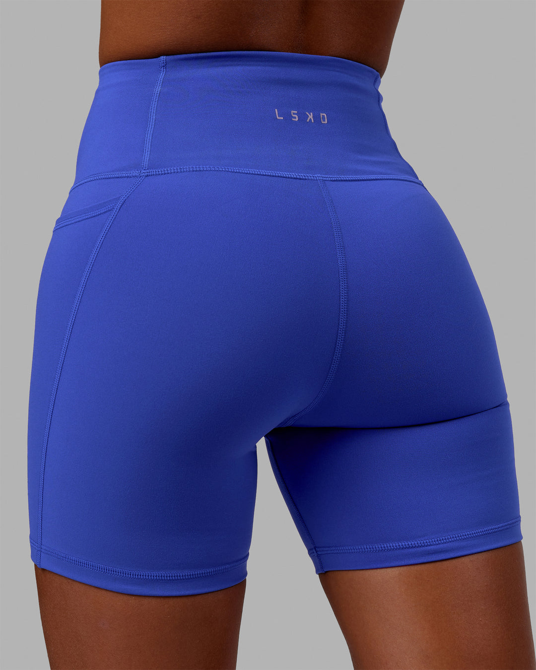 Women Wearing Flux Mid Short Tights - Power Cobalt