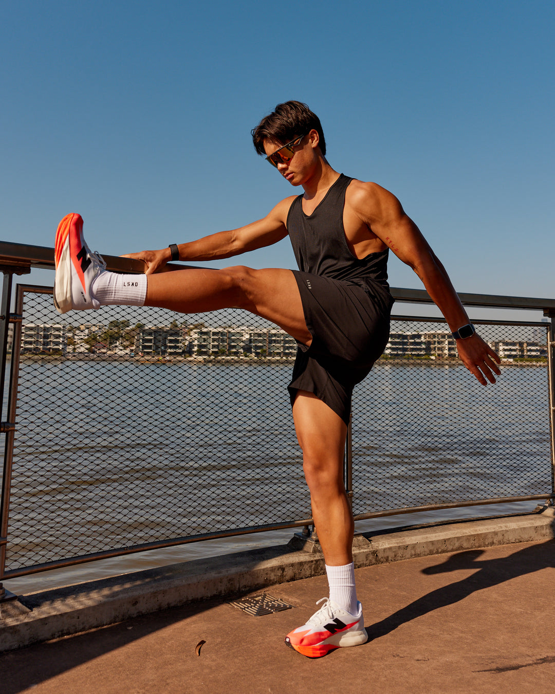 Model wearing Rep TRD Ripstop 7" Training Short - Black | Model:George | Size:L