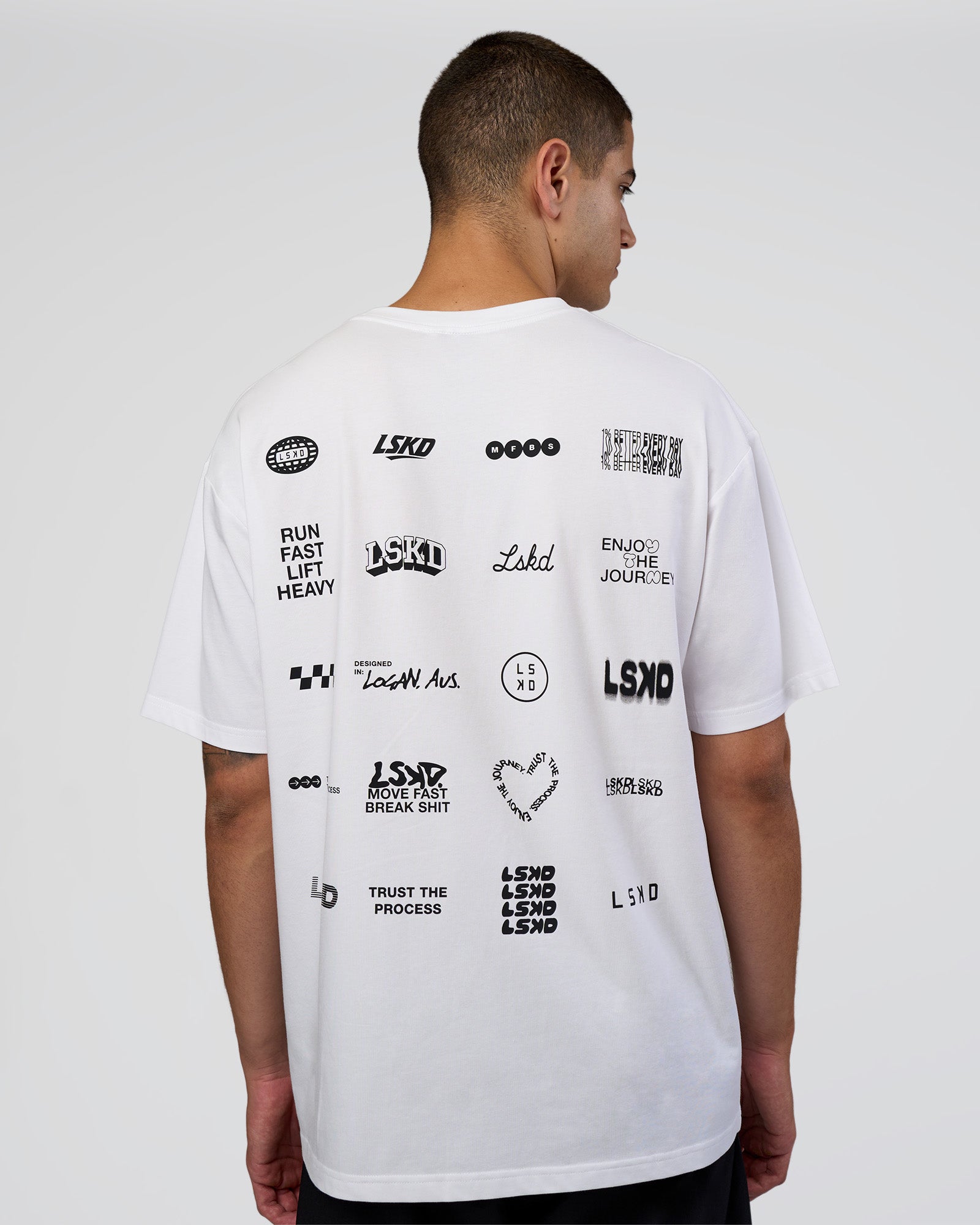 Grid FLXCotton Oversized Tee - White-Black | LSKD
