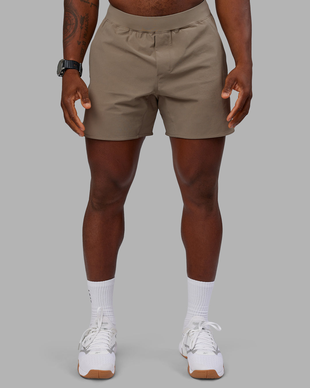 Man wearing Lift 6" Short - Greige | Model:Sam | Size:L