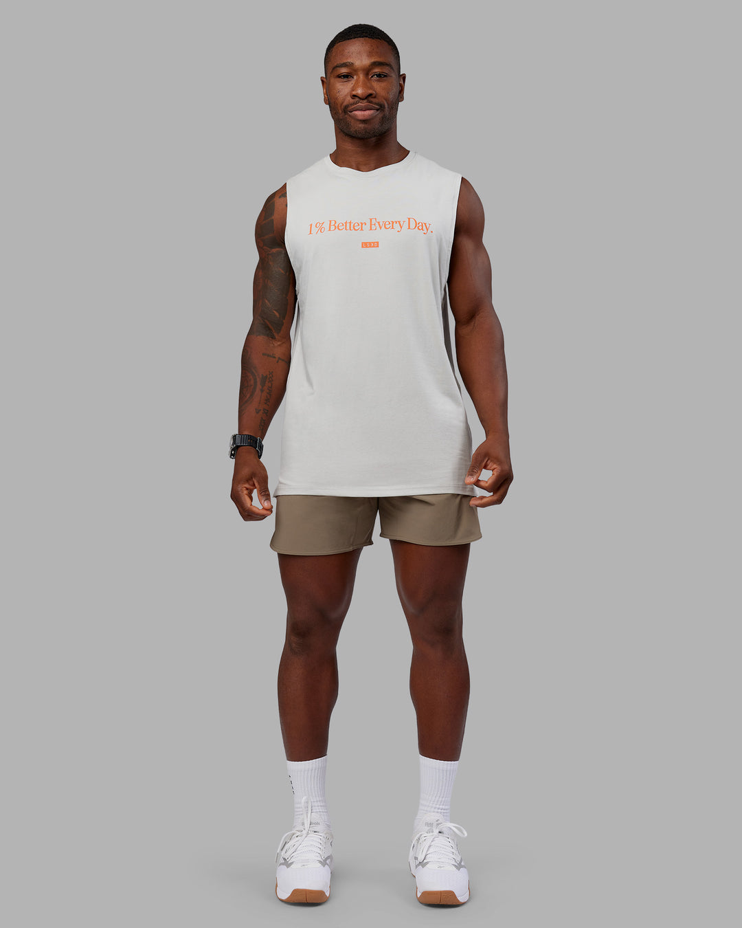 Man wearing Lift 6" Short - Greige | Model:Sam | Size:L
