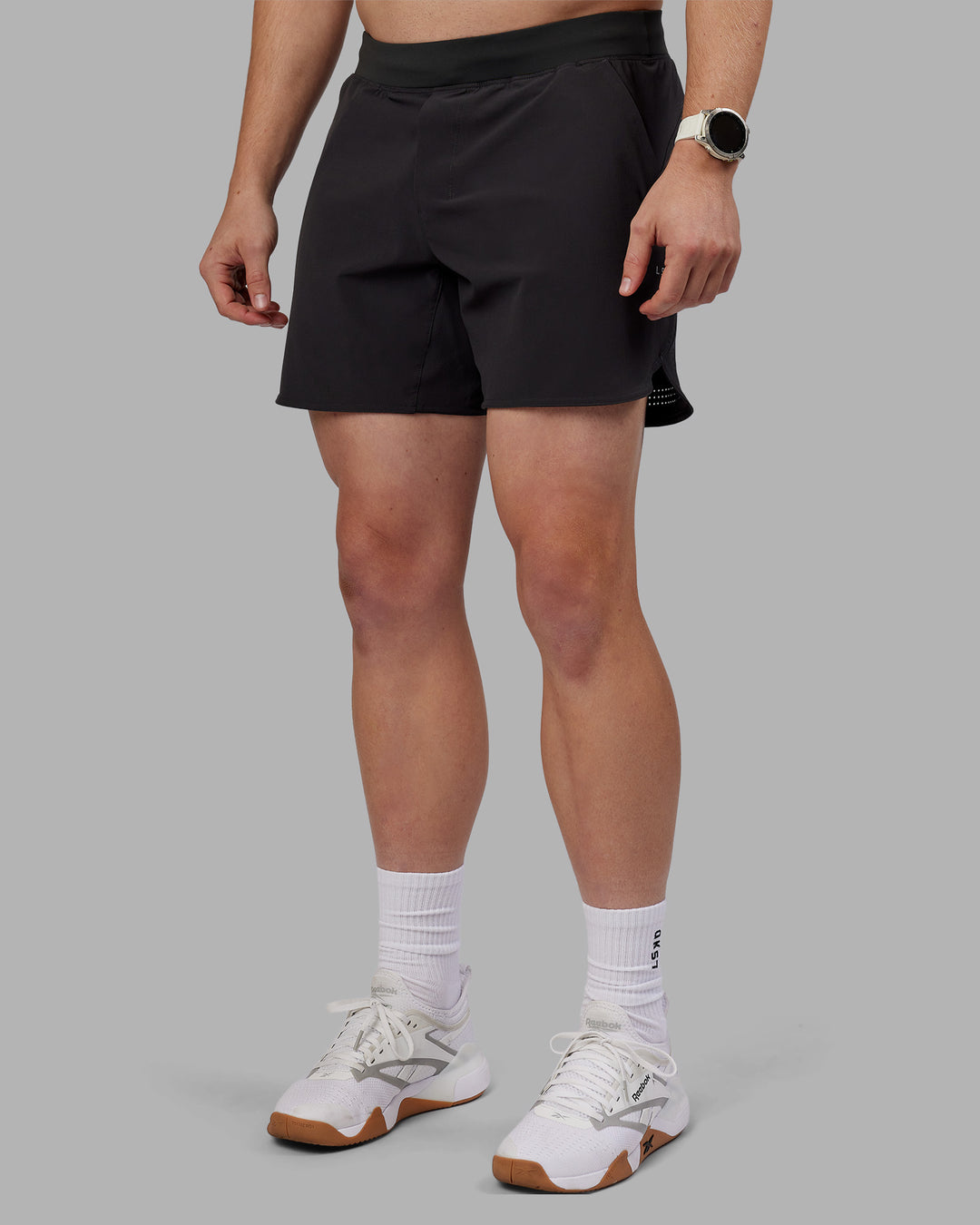 Man wearing Lift 6" Short - Pirate Black | Model:Tom | Size:L