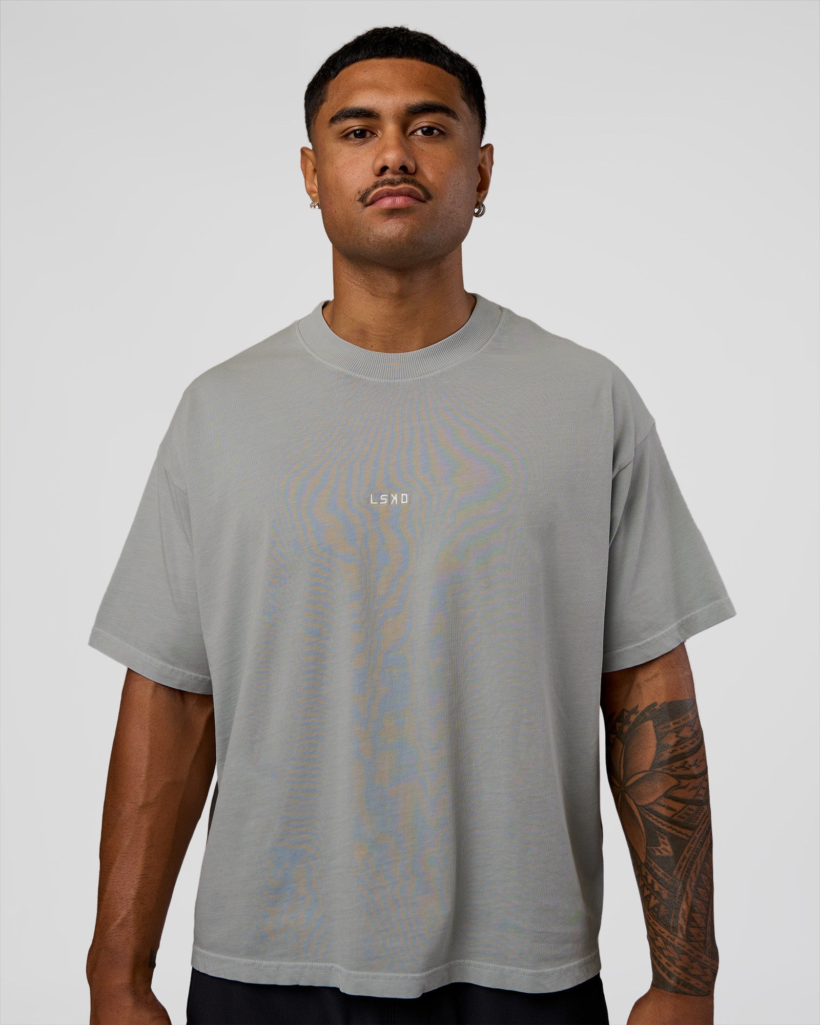 Oversized Heavyweight Boxed Tee - Light Grey Marl | LSKD