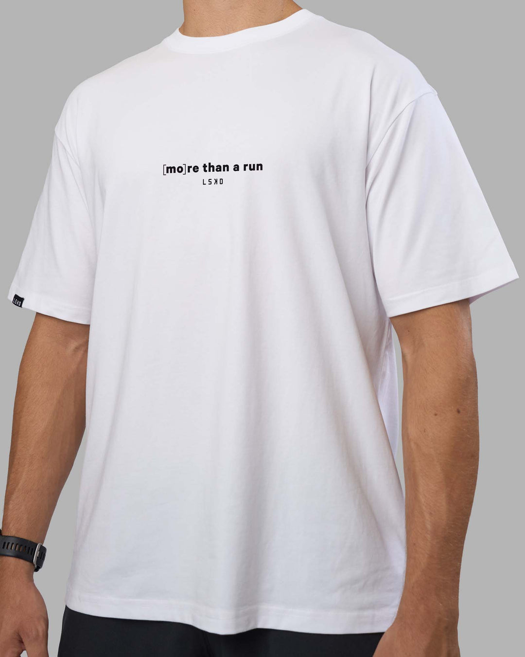 Man wearing MTAR FLXCotton Oversized Tee - White | Model:Nikola | Size:L