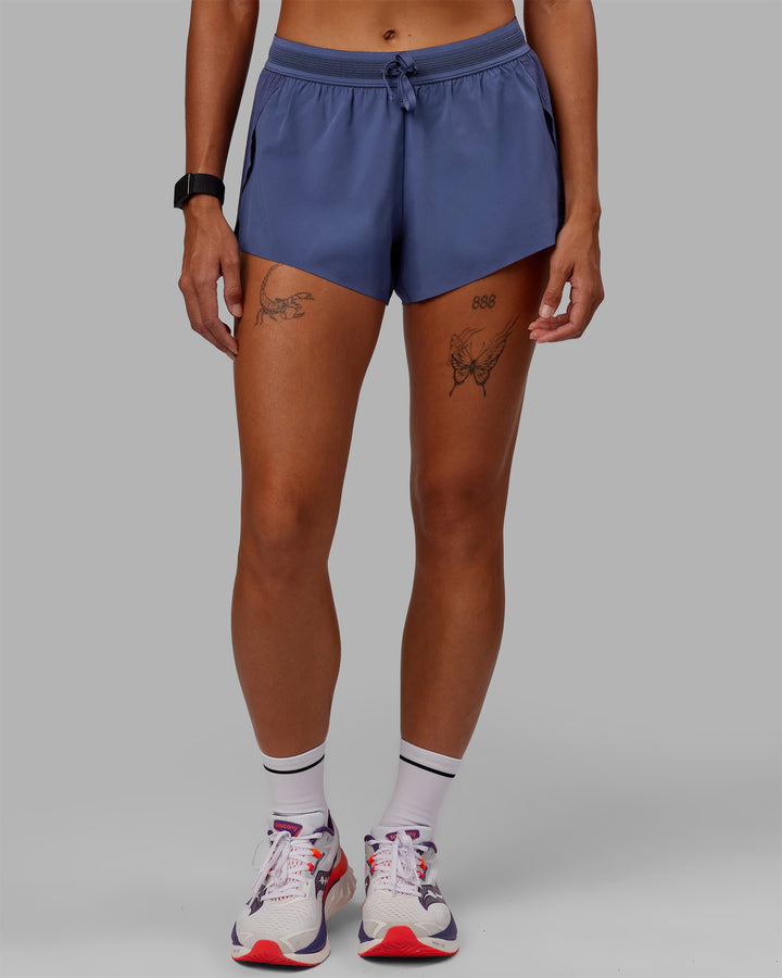 Woman wearing Accelerate Run Shorts - Future Dusk