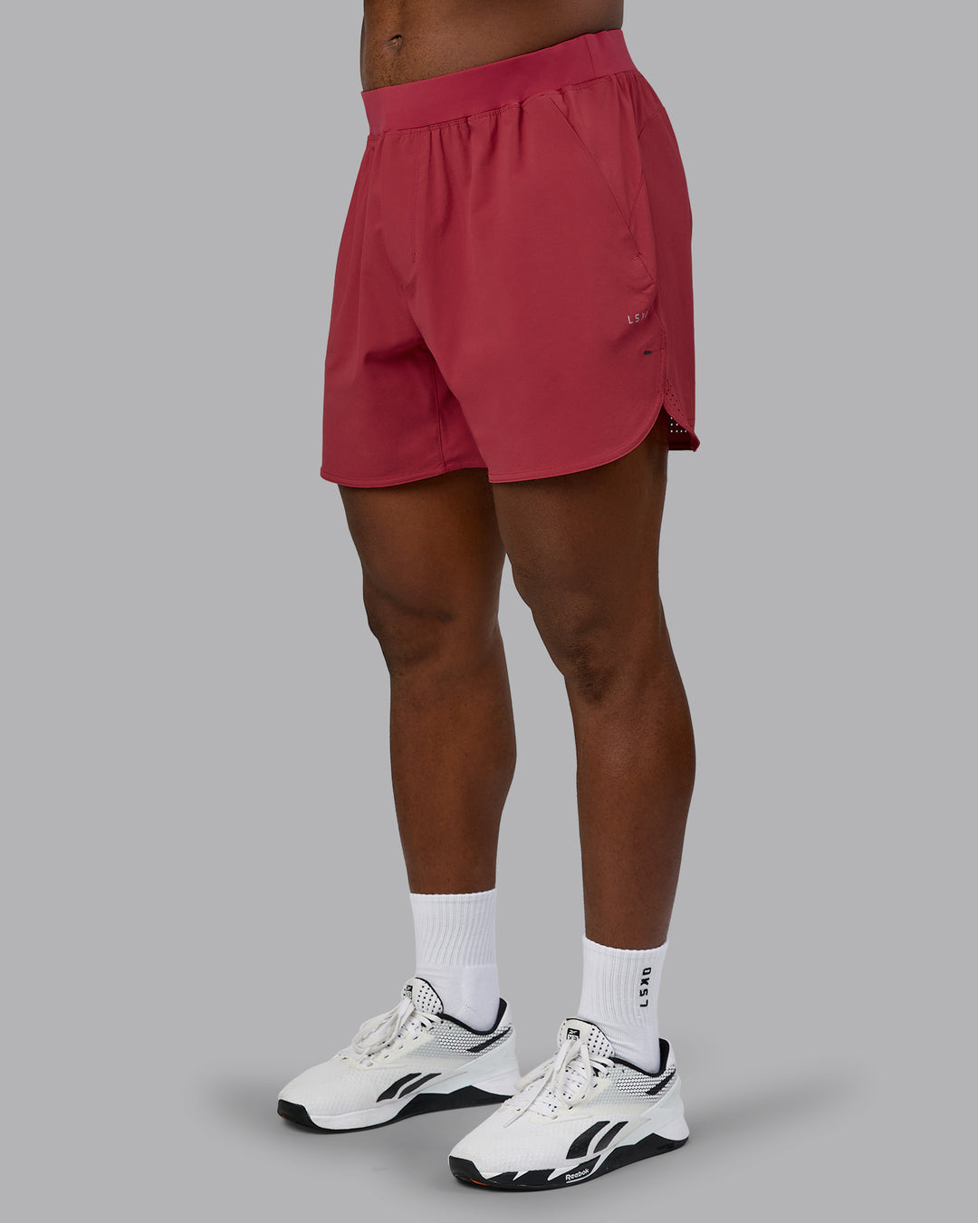 Man wearing Lift 6" Performance Short - Claret | Model:Sam | Size:L