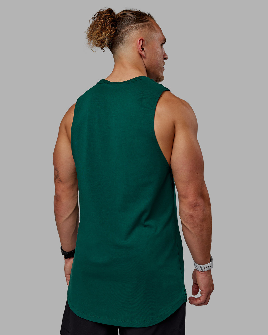Man wearing Deluxe PimaFLX Tank - Deep Emerald