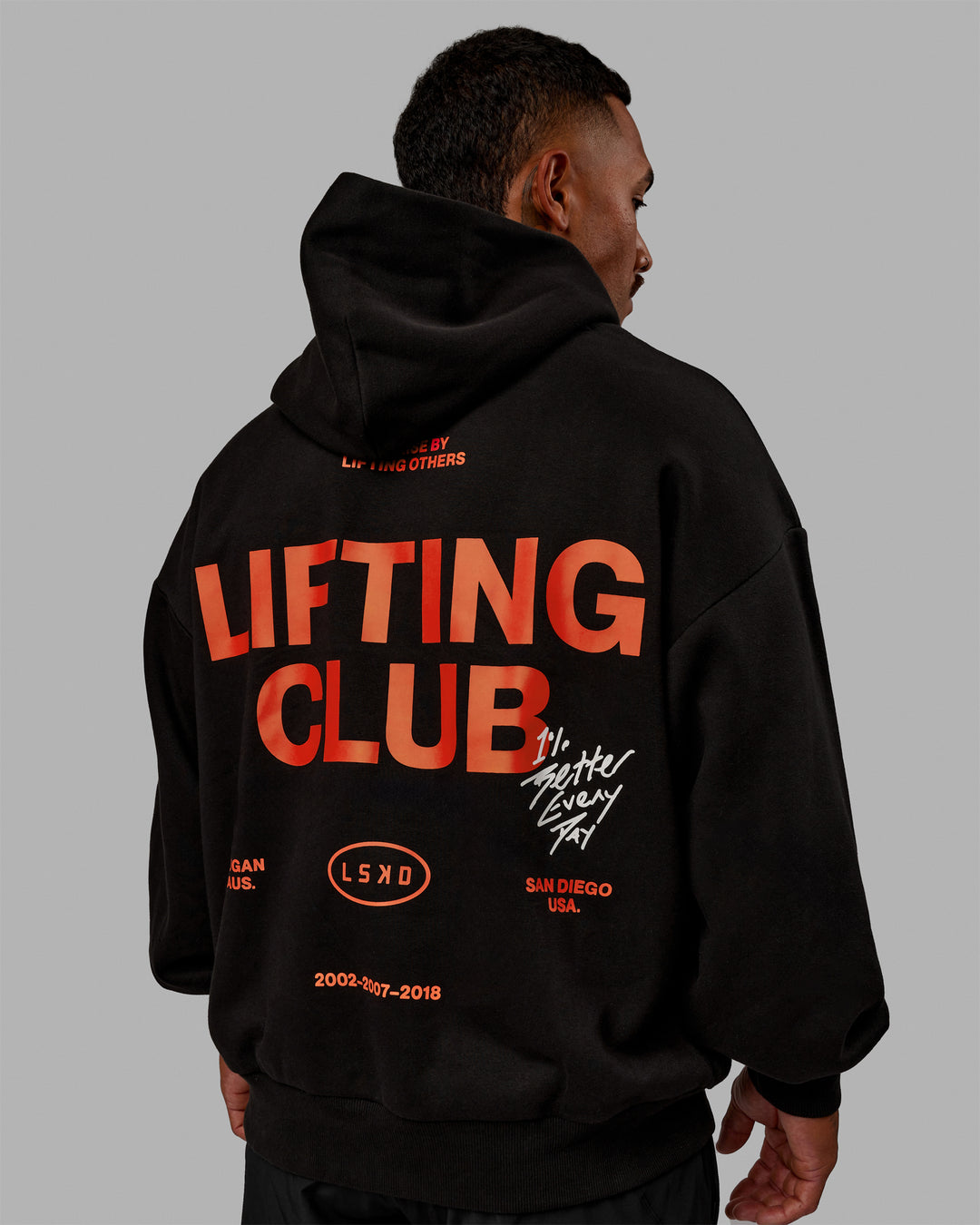 Unisex Lifting Club Hoodie Oversize - Black-Red
