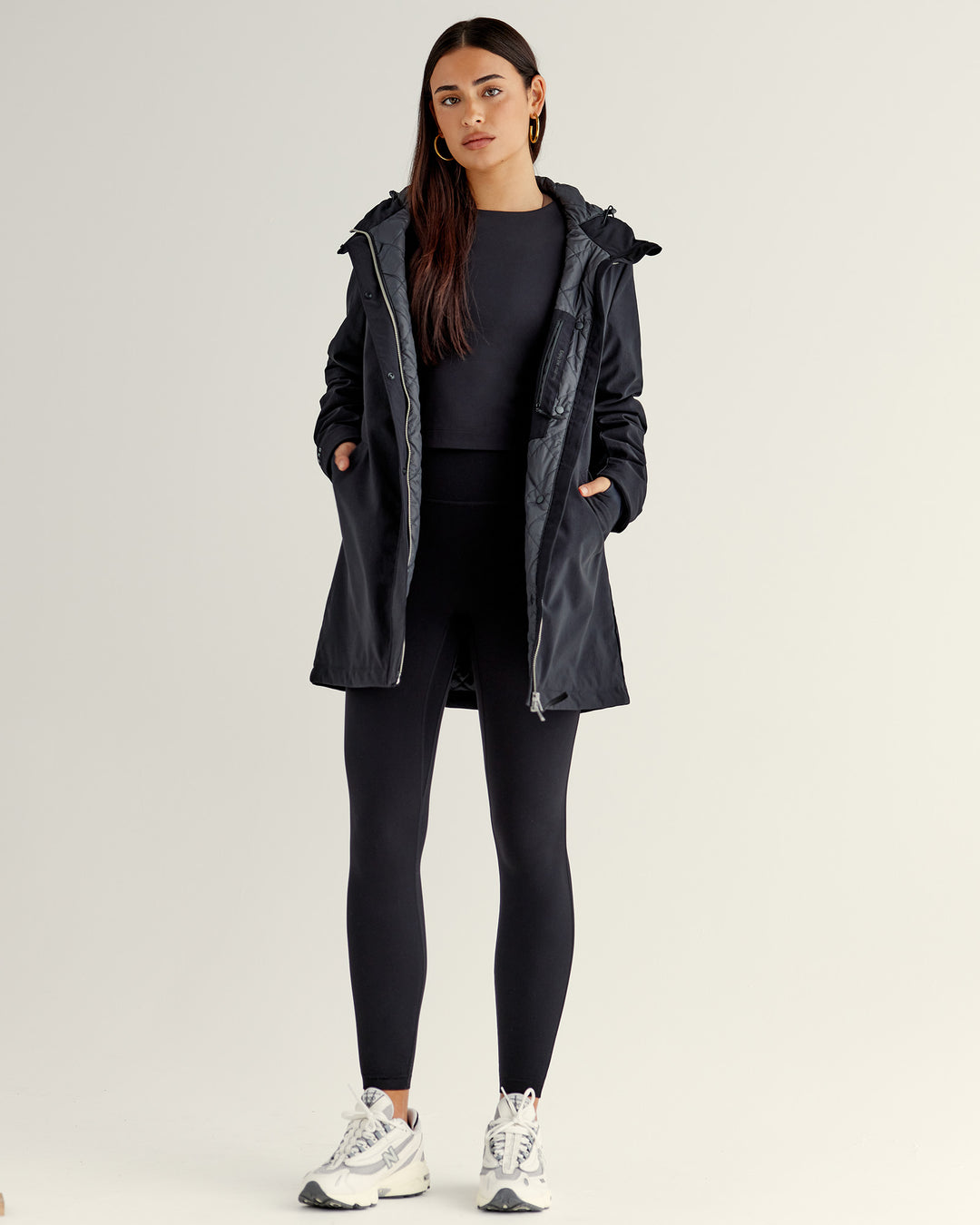 Woman wearing Auxiliary 2.0 Jacket - Black | Model:Ruby | Size:S