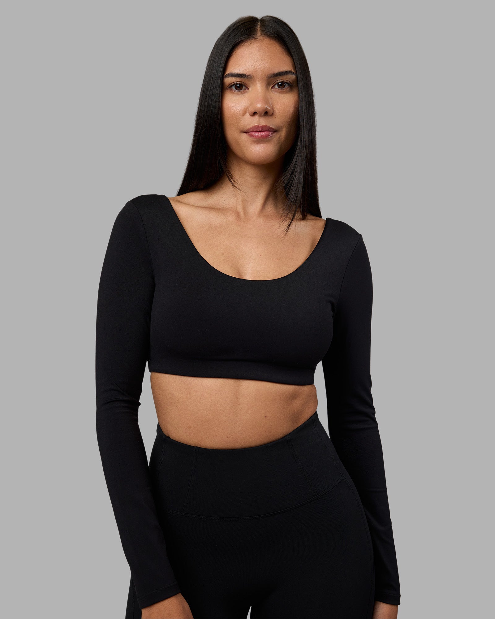 Aria Long Sleeve Sports Bra Black LSKD - Main Image