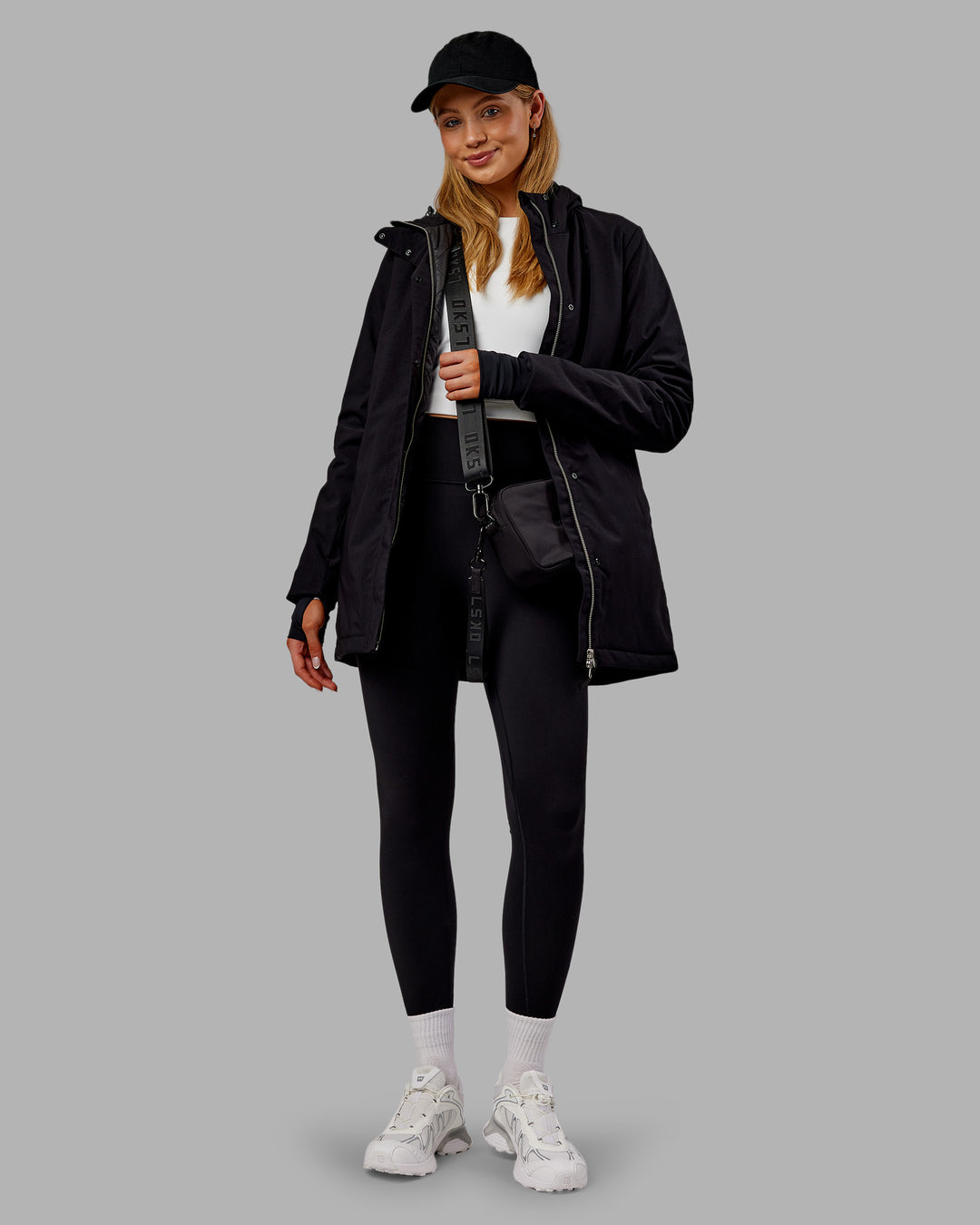 Woman wearing Auxiliary 2.0 Jacket - Black | Model:Ella | Size:S