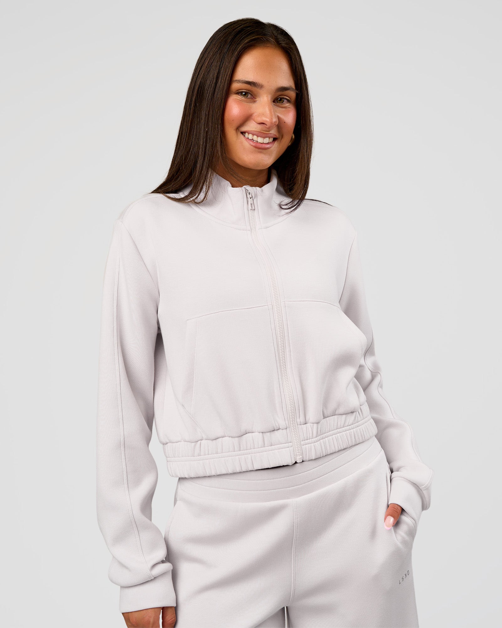 Elevate SoftTouch Cropped Full Zip Jacket - Clay | LSKD