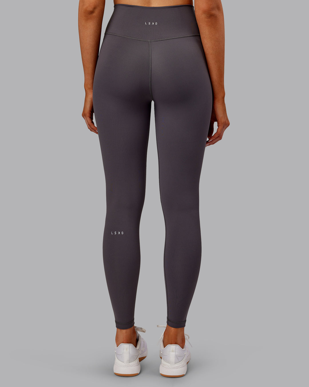 Woman wearing Fusion Ultra High-Rise Full Length Legging - Dark Storm | Model:Ella | Size:S