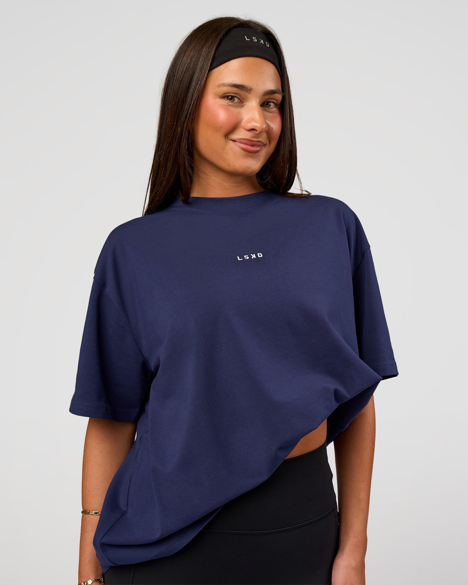 Go-To FLXCotton Oversized Tee - Future Navy-White | LSKD
