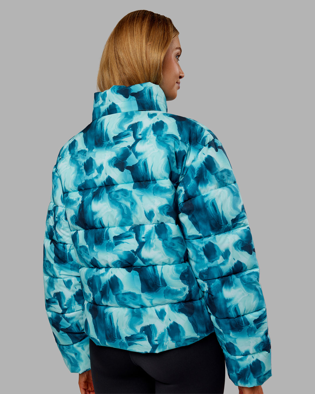 Woman wearing Go-To Puffer Jacket - Dazed Print | Model:Ella | Size:S