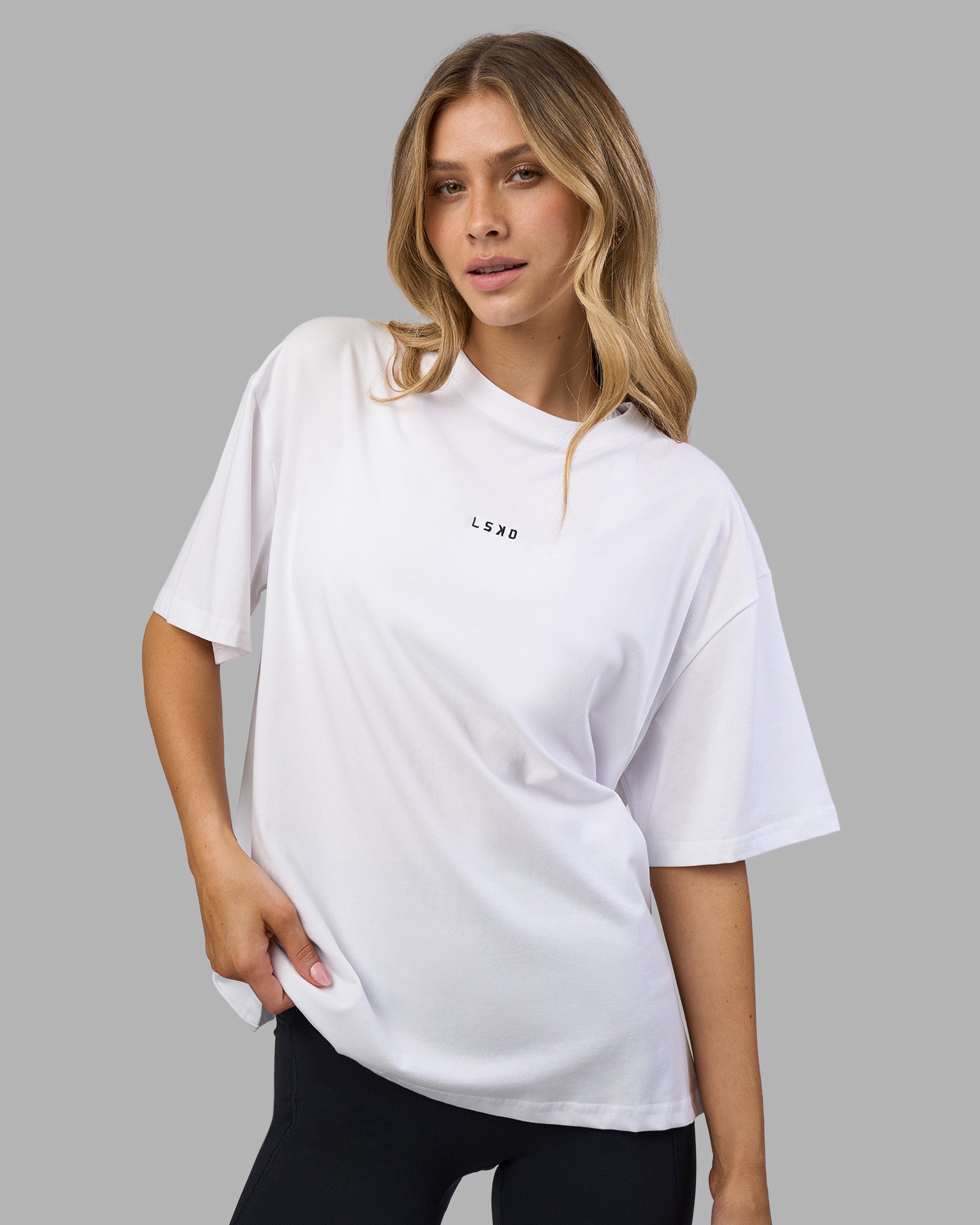 Go-To FLXCotton Oversized Tee - White-Black | LSKD