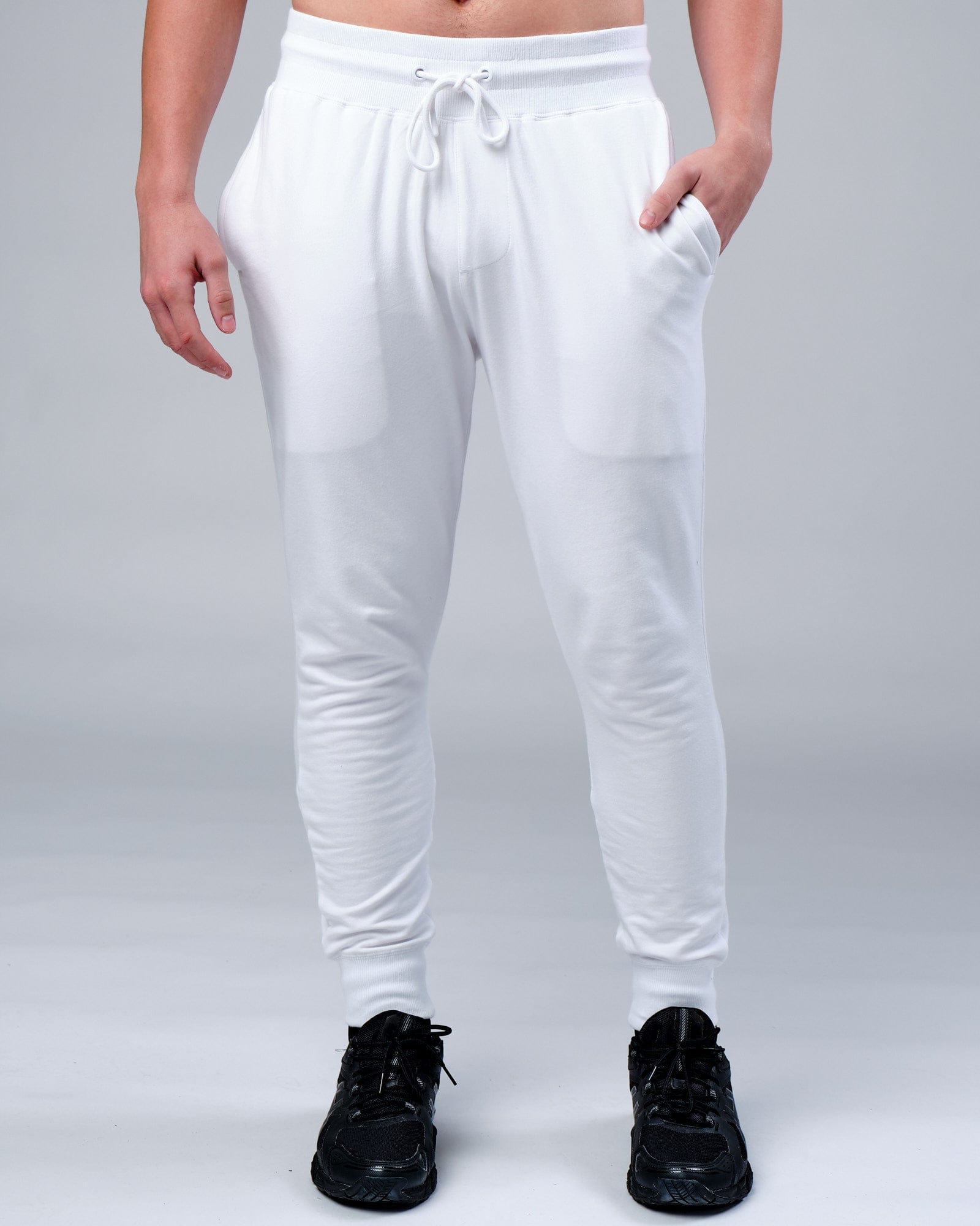 Mens white online jogging bottoms