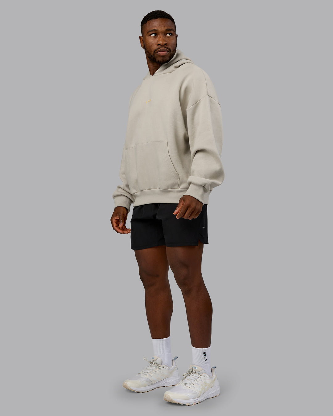 Man wearing MVP Oversized Hoodie - Shale Beige | Model:Sam | Size:L