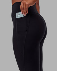 Woman wearing O.G. Fusion Ultra High-Rise Full Length Legging Pockets - Black | Model:Krystal | Size:L