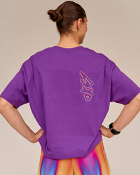 Woman wearing Pride Sticker Boxy Tee - Fresh Purple