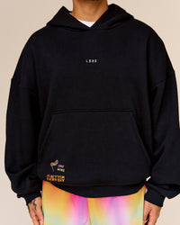 Man wearing Pride Sticker Boxy Hoodie - Black