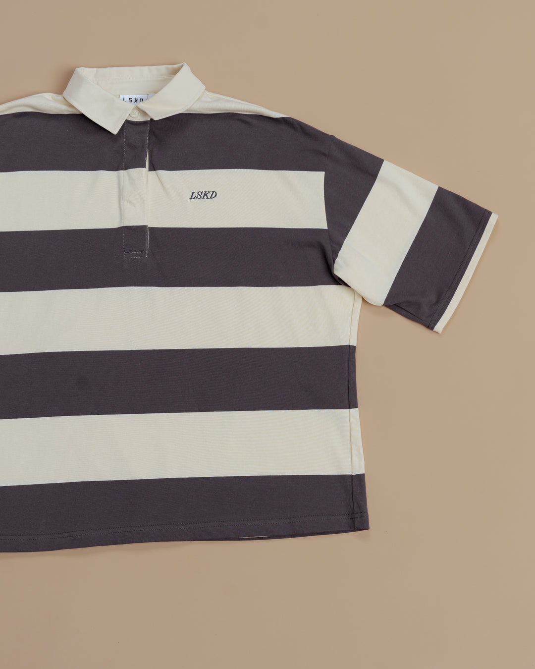 Oversized Rugby Polo - Off White-Grey