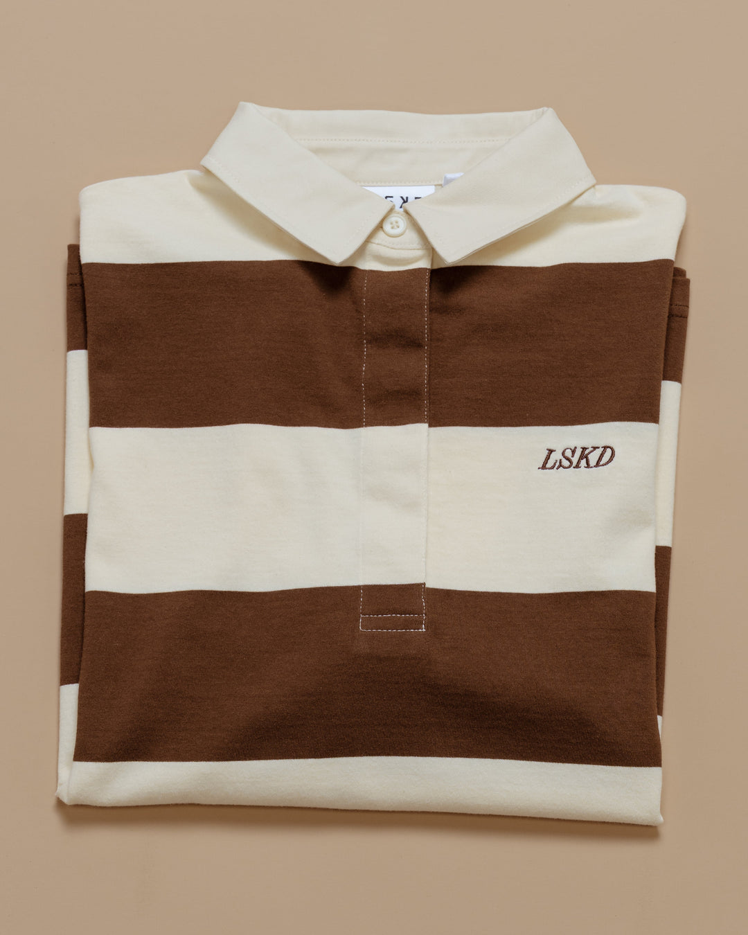 Clubhouse Unisex Rugby Polo - Off White-Brown