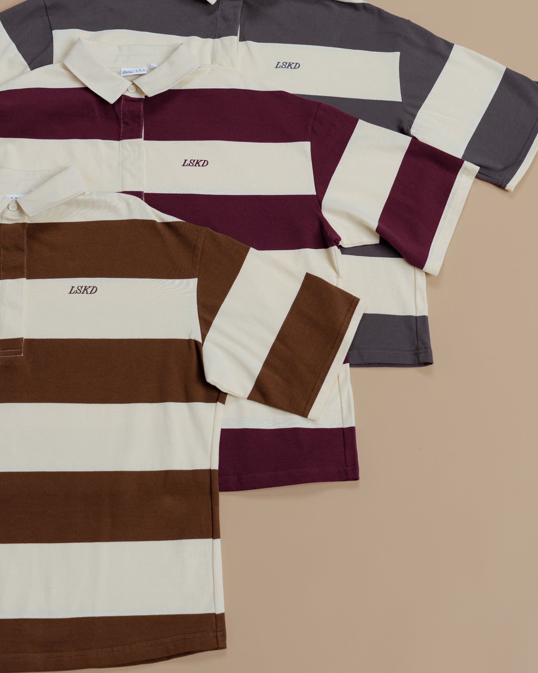 Oversized Rugby Polo - Off White - Brown