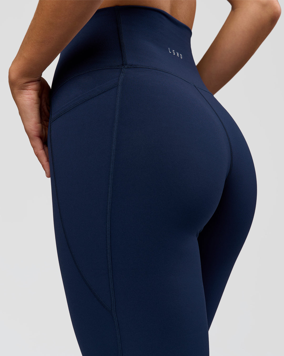 Woman wearing O.G. Fusion Ultra High-Rise Full Length Legging Pockets - Future Navy | Model:Amity| Size:S - view 7