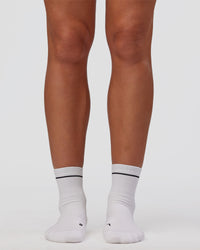 1% Better Performance Quarter Socks - White-Black