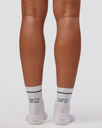 1% Better Performance Quarter Socks - White-Black