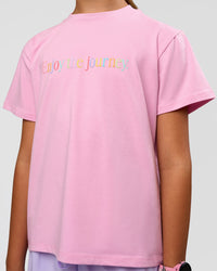 Kid wearing Kids Enjoy the Journey FLXCotton Tee - Bubblegum | Model:Jayla | Size:10