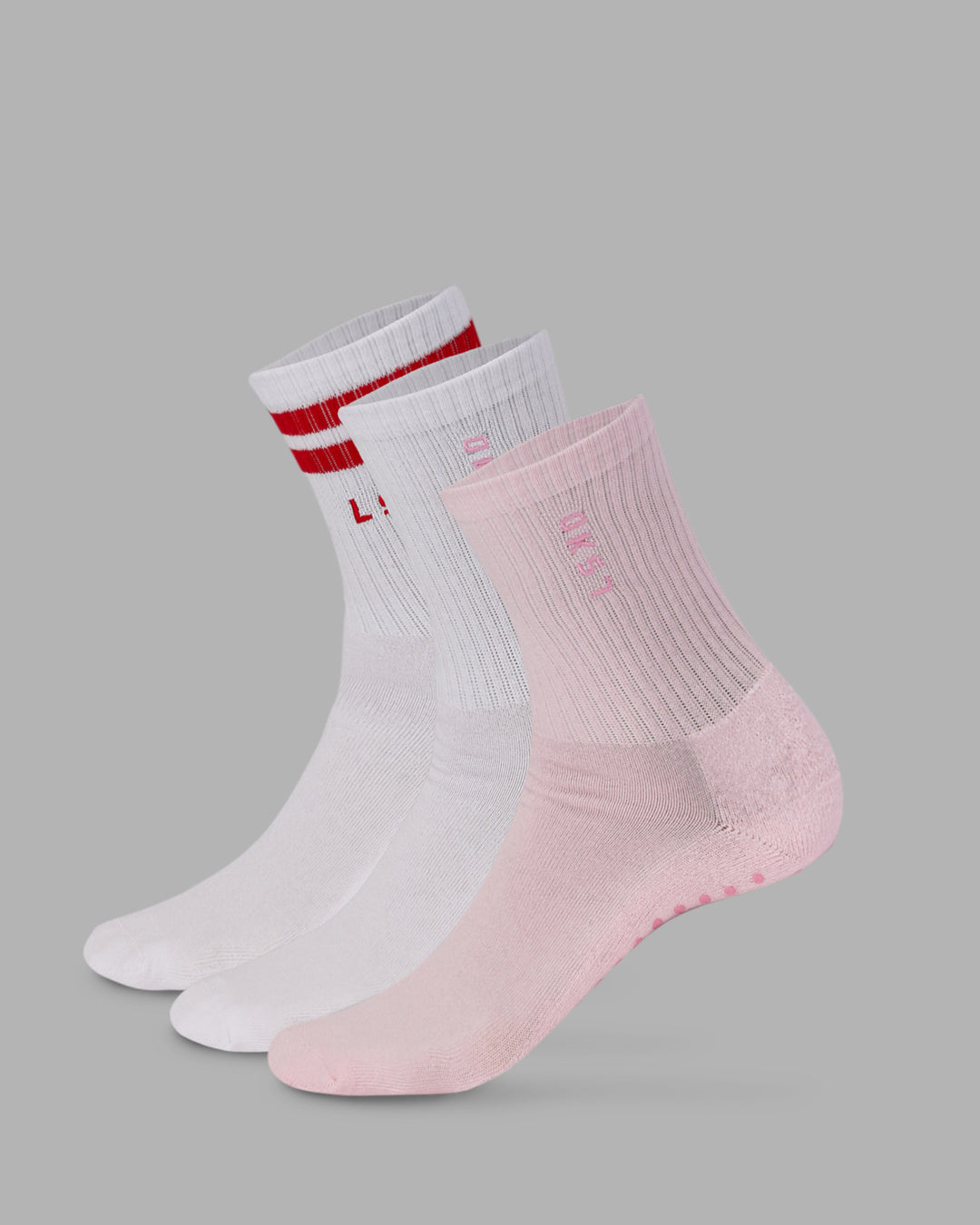 Model wearing Quarter Sock Pack - Candy Pink-Flame | Size:OS