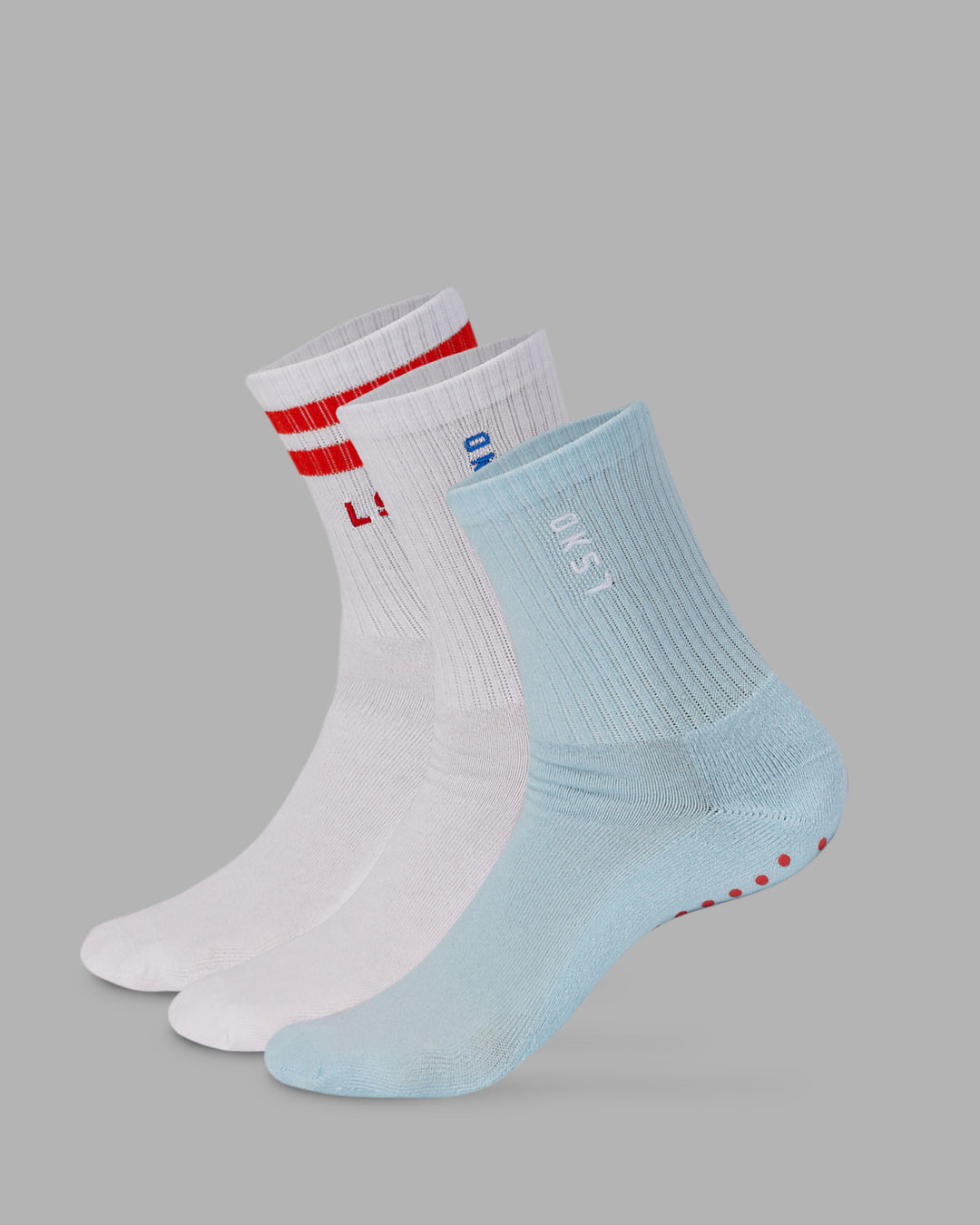 Model wearing Quarter Sock Pack - Light Cyan-Grenadine | Size:OS