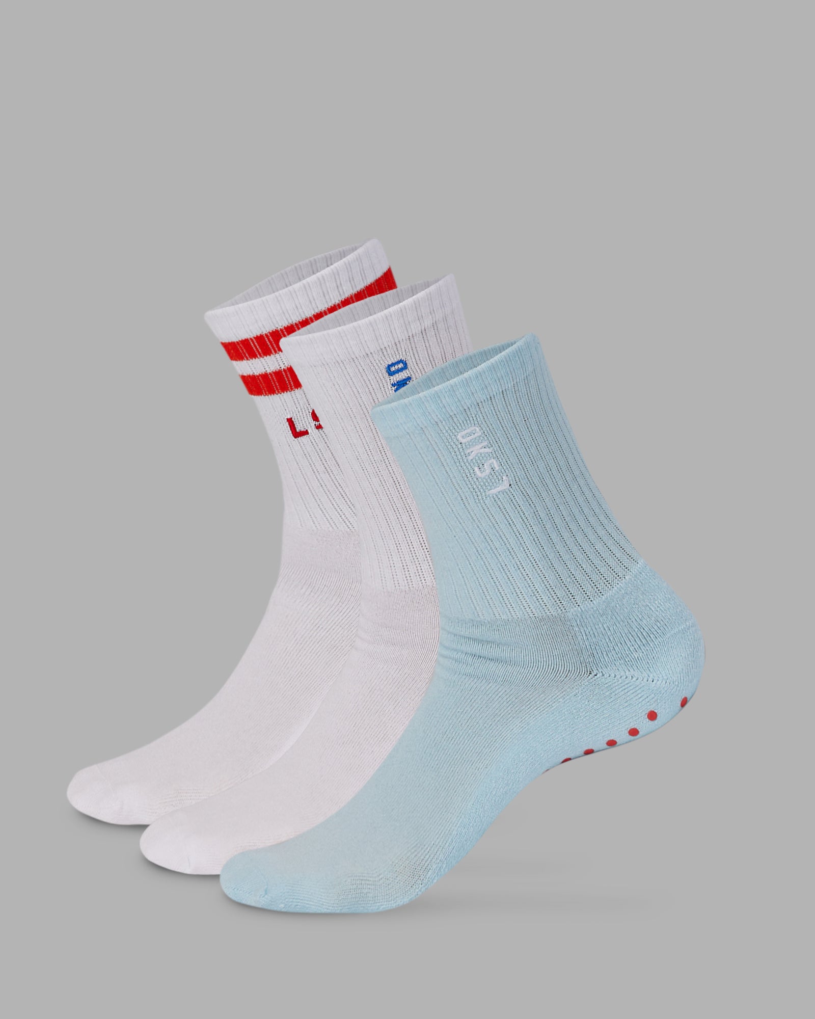 Model wearing Quarter Sock Pack - Light Cyan-Grenadine | Size:OS