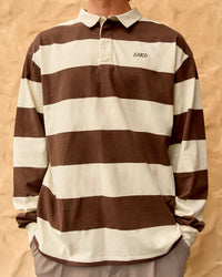 Clubhouse Unisex Rugby Polo - Off White-Brown