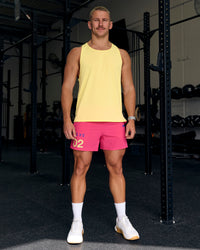 Man wearing Pace 5" Lined Running Short - Game Plan Ultra Pink | Thumbnail Index: 14