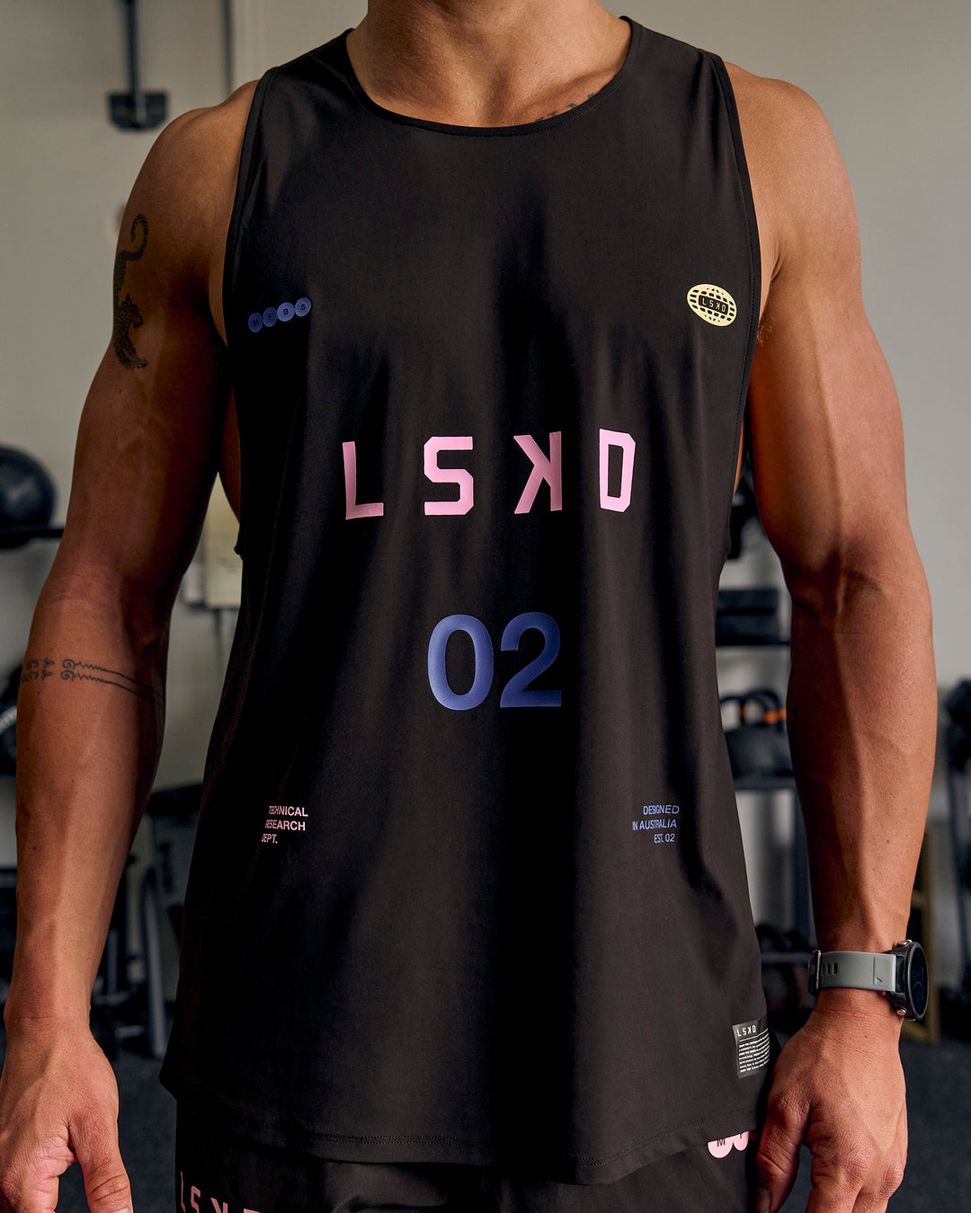 Man wearing Cadence Game Plan Tank - Black - view 1