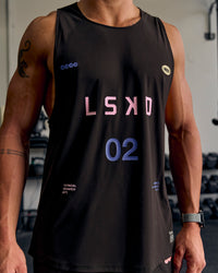 Man wearing Cadence Game Plan Tank - Black | Thumbnail Index: 6