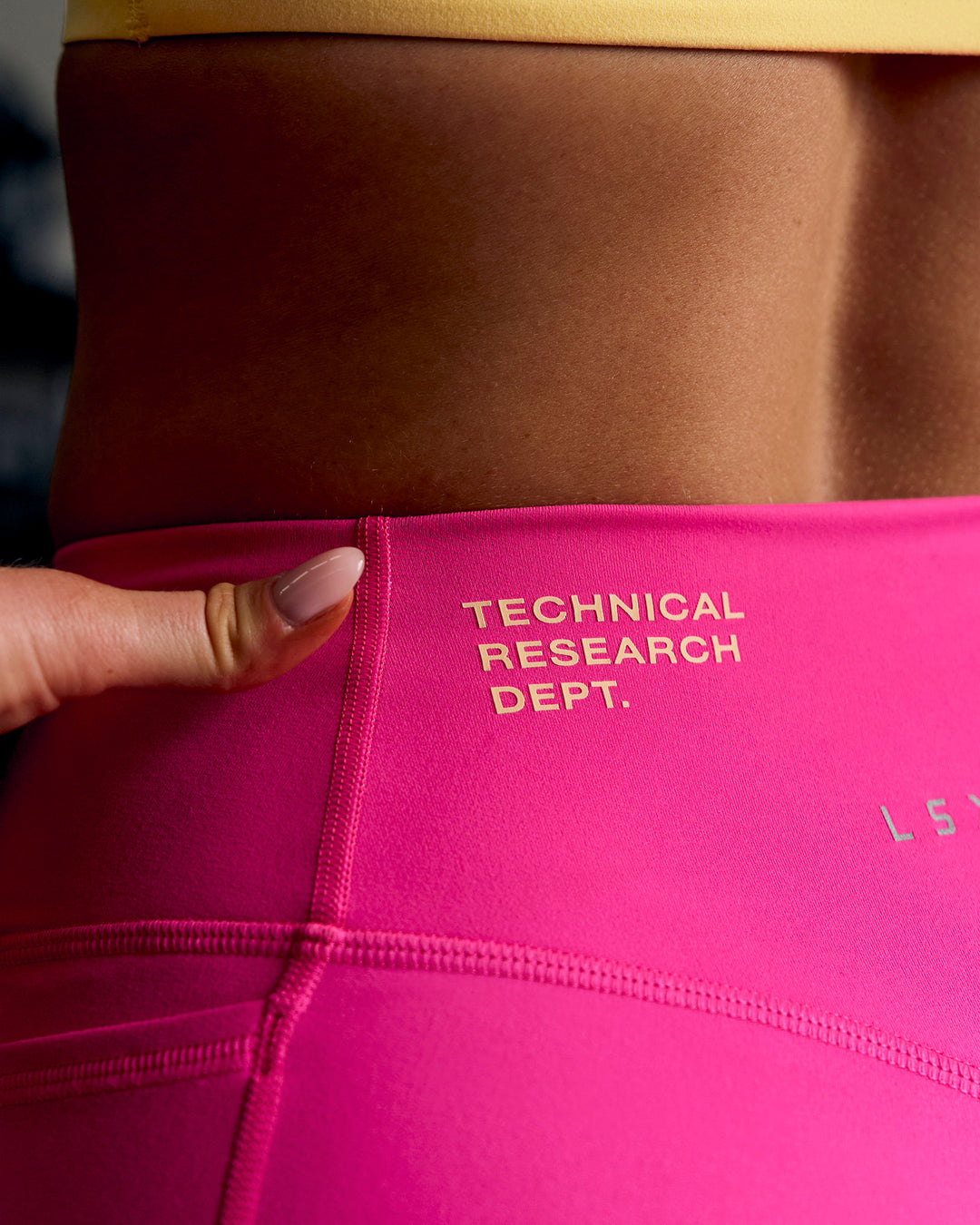 Woman wearing Fusion V-Contour High-Rise 6" Short Pockets - Ultra Pink-Tech Department - view 17