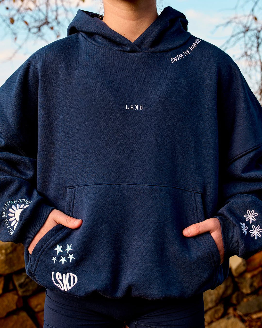 Woman wearing Zola Oversized Hoodie - Future Navy | Model:Brianna | Size:M