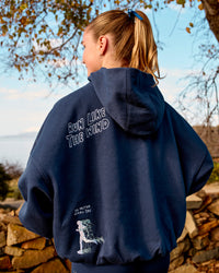 Woman wearing Zola Oversized Hoodie - Future Navy | Model:Brianna | Size:M