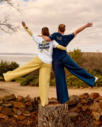 Woman wearing Zola Wide Leg Lounge Pant - Lemon | Model:Grace | Size:S