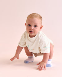 Child wearing Mother's Day Mini Me Kids FLXCotton Tee  - Off White | Model:Banks | Size:2