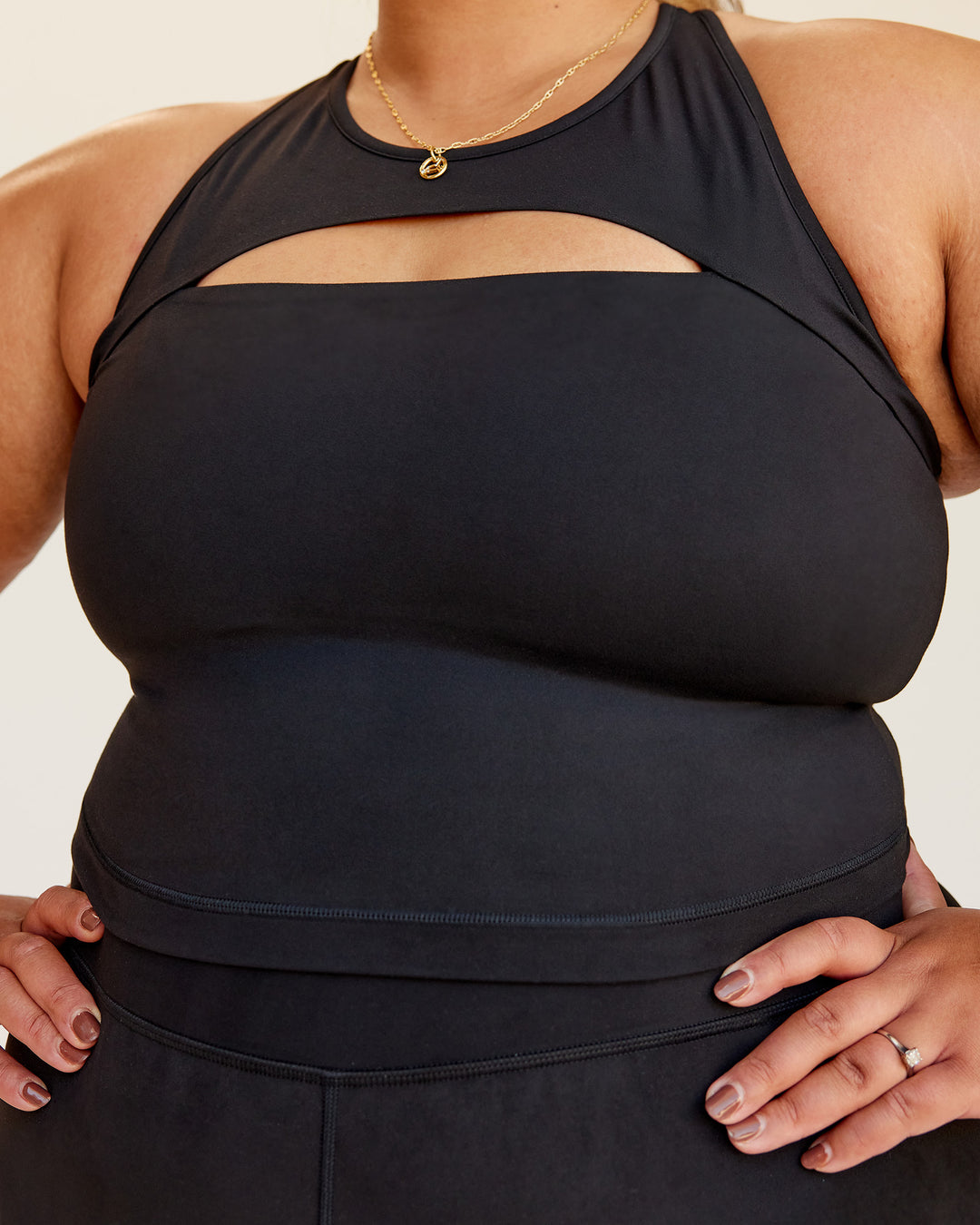 Woman wearing Be Bold Performance Tank - Black | Model:Lilz | Size:2XL