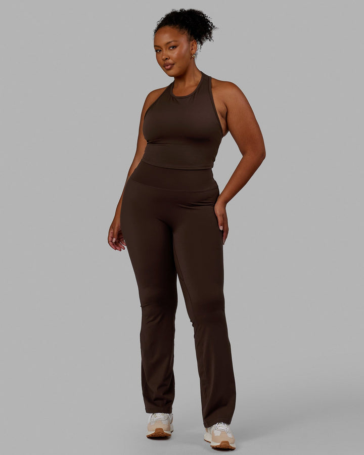 Woman wearing LHFM Tank - Dark Chocolate
